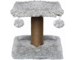 Topmast Krabpaal Fluffy Langhaar - Nairobi - Grijs - 34 x 34 x 34 cm - Krabpaal voor Katten - Met Kattenspeeltjes - Duurzaam Sisal Touw
