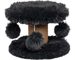 Topmast Krabpaal Fluffy Lycia - Antraciet - 25 x 25 x 20 cm - Made in EU - Krabpaal voor Kittens - Met Kattenspeeltjes - Sterk Sisal Touw - Mini Krabpaal
