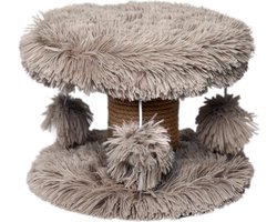 Topmast Krabpaal Fluffy Lycia - Beige - 25 x 25 x 20 cm - Made in EU - Krabpaal voor Kittens - Met Kattenspeeltjes - Sterk Sisal Touw - Mini Krabpaal