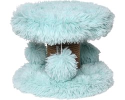 Topmast Krabpaal Fluffy Lycia - Lichtblauw - 25 x 25 x 20 cm - Made in EU - Krabpaal voor Kittens - Met Kattenspeeltjes - Sterk Sisal Touw - Mini Krabpaal