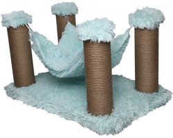 Topmast Krabpaal Fluffy Maui - Lichtblauw - 59 x 39 x 34 cm - Katten Hangmat - Made in EU - Krabpaal voor Katten - Stevig Sisal Touw