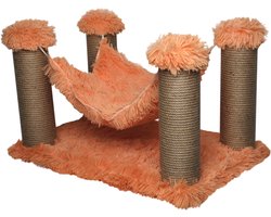 Topmast Krabpaal Fluffy Maui - Perzik - 59 x 39 x 34 cm - Katten Hangmat - Made in EU - Krabpaal voor Katten - Stevig Sisal Touw