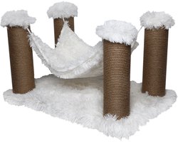Topmast Krabpaal Fluffy Maui - Wit - 59 x 39 x 34 cm - Katten Hangmat - Made in EU - Krabpaal voor Katten - Stevig Sisal Touw