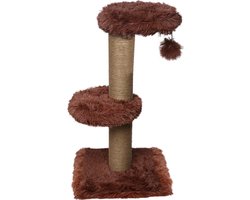 Topmast Krabpaal Fluffy Merida - Bruin - 34 x 34 x 67 cm - Made in EU - Krabpaal voor Katten - Sterk Sisal Touw - Met Kattenballetje