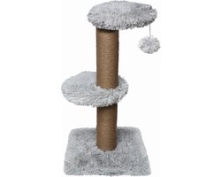 Topmast Krabpaal Fluffy Merida - Grijs - 34 x 34 x 67 cm - Made in EU - Krabpaal voor Katten - Sterk Sisal Touw - Met Kattenballetje