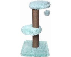 Topmast Krabpaal Fluffy Merida - Lichtblauw - 34 x 34 x 67 cm - Made in EU - Krabpaal voor Katten - Sterk Sisal Touw - Met Kattenballetje