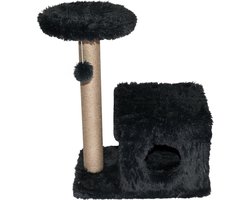 Topmast Krabpaal Fluffy Nevada - Antraciet - 72 x 39 x 80 cm - Made in EU - Krabpaal voor Katten - Met Kattenhuis - Sterk Sisal Touw