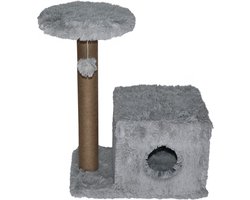 Topmast Krabpaal Fluffy Nevada - Grijs - 72 x 39 x 80 cm - Made in EU - Krabpaal voor Katten - Met Kattenhuis - Sterk Sisal Touw