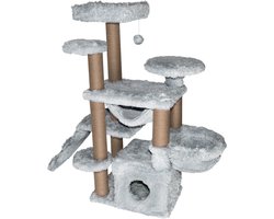 Topmast Krabpaal Fluffy Paris - Grijs - 164 x 65 x 144 cm - Krabpaal voor Grote Katten en Zware Katten - Met Kattenhuis en Hangmat - Stevig Sisal Touw