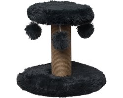 Topmast Krabpaal Fluffy Rio - Antraciet - 39 x 39 x 34 cm - Krabpaal voor Katten - Met Kattenspeeltjes - Duurzaam Sisal Touw
