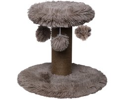 Topmast Krabpaal Fluffy Rio - Beige - 39 x 39 x 34 cm - Krabpaal voor Katten - Met Kattenspeeltjes - Duurzaam Sisal Touw