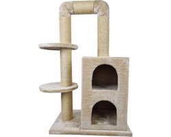 Topmast Krabpaal Indy - Beige - 54 x 34 x 92 cm - Krabpaal voor Katten - Krabpalen voor Grote Katten - Met Sisal Touw