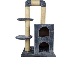 Topmast Krabpaal Indy - Grijs - 54 x 34 x 92 cm - Krabpaal voor Katten - Krabpalen voor Grote Katten - Met Sisal Touw