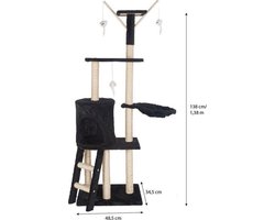 Topmast Krabpaal - Kattenpaal - SARA - Zwart - 50 x 35 x 138 cm
