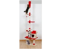 Topmast Krabpaal - Klimpaal - Beige - Rood - 70 x 40 x maximaal verstelbaar hoog 270 cm