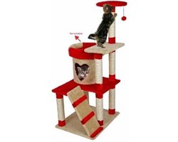 Krabpaal: Topmast Micko - Klimpaal - Krabpaal - Beige/Rood - 60 x 50 x 128 cm - Trendy