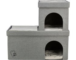 Trixie kattenmand / kattenhuis kimy soft 2 verdiepingen lichtgrijs