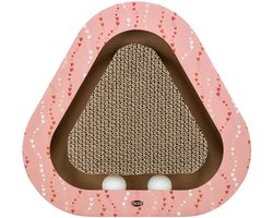 Krabplank: Trixie Krabplank Hartjes - Driehoekig Karton Zalm 36x36x5 cm - Met Speelballen