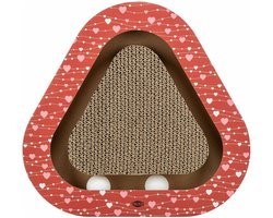 Trixie krabplank valentijn met ballen driehoekig karton rood 36x36x5 cm