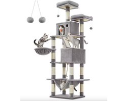 Varnox Krabpaal - Krappaal - Kattenhuis - Kattenboom - Kattenbed - Krab pilaar - Grote krabpaal - Poezenhuis - Poezenbed - Grijs