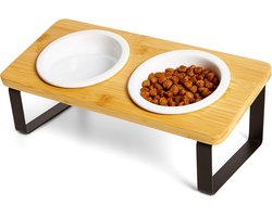 Verhoogd Voedingsstation voor Katten en Kleine Honden - Ergonomische Keramische Voerbak