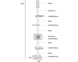 Verstelbare Krabpaal voor Katten met Pluche en Sisal, 45.2 x 35 x 40.6 cm, Zwart