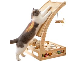 Verticale Krabpaal - Krabmat Meubelbeschermer - Katten Spelplezier - Met Kogelmaze Speeltje - 61x32x32cm - Niet gespecificeerd