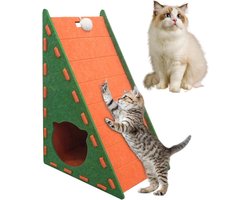 Krabplank: Verticale Krabplank - Kattenkussen Klimmat - Spelen en Rusten - Driehoekige Stabiliteit - 40 x 30 x 55 cm - Groen