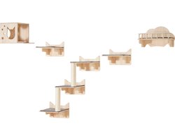 VEVOR 5-Delige Set, Wandgemonteerd Kattenrek, Klimwand Kattenplank, Geschikt voor Kattenactiviteitenruimte