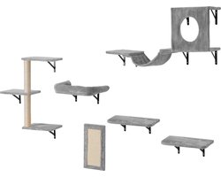 VEVOR 6-Delige Set Wandgemonteerd Kattenrek, Klimwand Kattenplank, Geschikt voor Kattenactiviteitenruimte