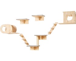 VEVOR 7-Delige Set, Wandgemonteerd Kattenrek, Klimwand Kattenplank, Geschikt voor Kattenactiviteitenruimte