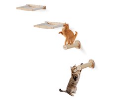 VEVOR Klimwand Kattenplanken 2x Springpalen 2x Hangmatten Tot 18 Kg