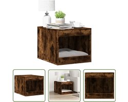 vidaXL Houten Kattenbak - Kattenbakkast - Kattenbakkast 47x59x42 cm bewerkt hout gerookt eikenkleurig - Kattenbak Meubel - Kattenbak Opslag - Kattenbak Grijs