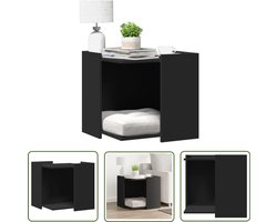 vidaXL Houten Kattenbak - Kattenbakkast - Kattenbakkast 53x53x51 cm bewerkt hout zwart - Kattenbakken - Kattenbak Meubel - Cat Furniture