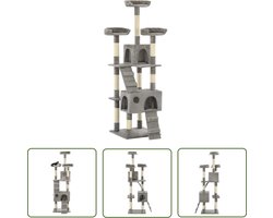 vidaXL Katten Boom - Kattenkrabbers - Kattenkrabpaal met sisal krabpalen 170 cm grijs - Kattenspil - Pluche Kattenspelletjes - Kattenhouten Krabpaal