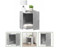 vidaXL Kattenbak Meubel - Kattenbak Kast - Kattenbakkast 42x42x51 cm bewerkt hout betongrijs - Kattenbak Hutch - Houten Kattenbak - Betonnen Grijze Kattenbak