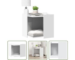 vidaXL Kattenbak Meubel - Kattenbak Kast - Kattenbakkast 53x53x51 cm bewerkt hout wit - Houten Kattenbak - Cat Litter Box Cabinet - Kattenbak Hutch