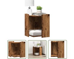 vidaXL Kattenbak Meubel - Kattenbakkast - Kattenbakkast 42x42x51 cm bewerkt hout oud houtkleurig - Houten Kattenbakkast - Cat Furniture - Kattenbak Hutch
