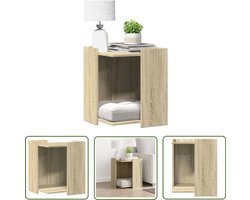 vidaXL Kattenbak Meubel - Kattenbakkast - Kattenbakkast 42x42x51 cm bewerkt hout sonoma eikenkleurig - Kattenbak Hutch - Houten Kattenbak - Sonoma Eiken