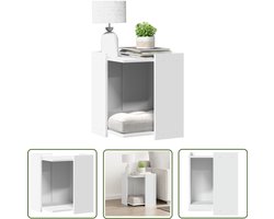 vidaXL Kattenbak Meubel - Kattenbakkast - Kattenbakkast 42x42x51 cm bewerkt hout wit - Houten Kattenbak - Cat Furniture - Kattenbakken