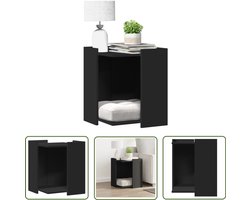 vidaXL Kattenbak Meubel - Kattenbakkast - Kattenbakkast 42x42x51 cm bewerkt hout zwart - Houten Kattenbakkast - Kattenbak Hutch - Cat Litter Box Cabinet