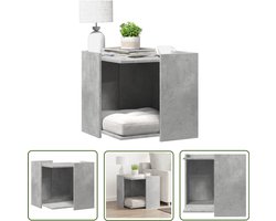 vidaXL Kattenbak Meubel - Kattenbakkast - Kattenbakkast 53x53x51 cm bewerkt hout betongrijs - Houten Kattenbakkast - Kattenbak Hutch - Cat Litter Box Cabinet