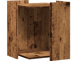 vidaXL - Kattenbakkast - 42x42x51 - cm - bewerkt - hout - oud - houtkleurig