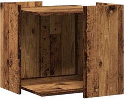 vidaXL - Kattenbakkast - 53x53x51 - cm - bewerkt - hout - oud - houtkleurig