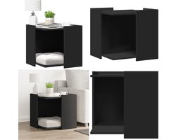 vidaXL Kattenbakkast 53x53x51 cm bewerkt hout zwart - Kattenbakkast - Kattenbakkasten - Kattenhuis - Kattenbakbehuizing