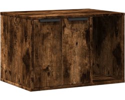 vidaXL - Kattenbakkast - 60x40x40 - cm - bewerkt - hout - gerookt - eikenkleurig