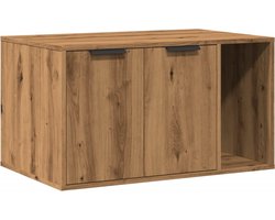 vidaXL - Kattenbakkast - 80x50x45 - cm - bewerkt - hout - artisanaal - eikenkleurig