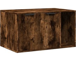 vidaXL - Kattenbakkast - 80x50x45 - cm - bewerkt - hout - gerookt - eikenkleurig