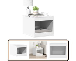 vidaXL Kattenbakkast - Wit - 47x59x42 cm - Bewerkt hout Kattenbakkast - Kattenhok - Kat Meubilair - Houten Kattenbak - Kattenbak Verhider