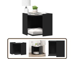 vidaXL Kattenbakkast - Zwart - Bewerkt Hout - 53x53x51 cm Kattenbakkast - Kattenbak Meubel - Kattenbak Oplossing - Houten Kattenbakkast - Cat Furniture